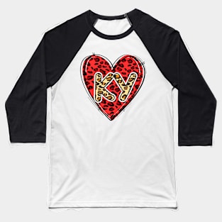 Love Kentucky Leopard Heart KY Baseball T-Shirt